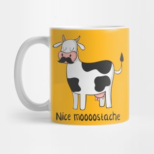 Nice Moostache - Funny Cow With Mustache Design Mug